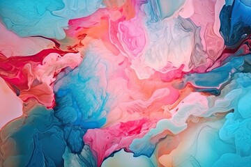 Liquid Artistry: A Blend of Blue, Coral, & Luxurious Marble Texture in a Shiny, Creative Abstract Background. Generative AI