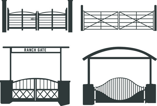 Ranch gate silhouette, Farm fence silhouette, Ranch gate SVG, Ranch gate illustration