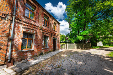 Fototapeta na wymiar Old town street in one of the cities of Latvia.