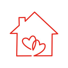 Continuous line drawing of Sweet Home isolate on transparent background.