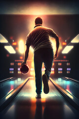 Fototapeta premium Credible_person_playing_bowling_bowling_full_artistic_cinematic_