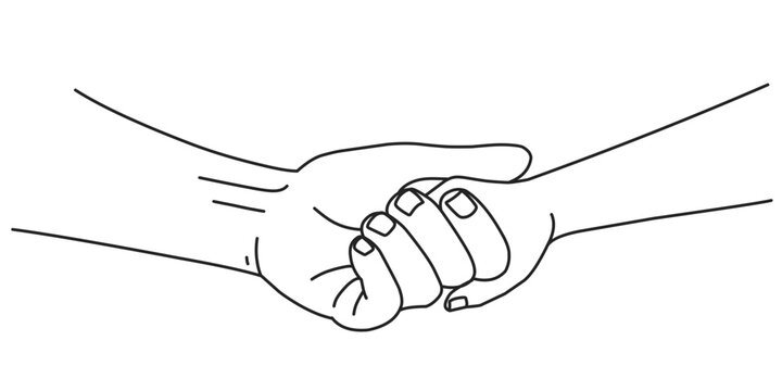 Line art illustration of Father and son hands, fathers day illustration