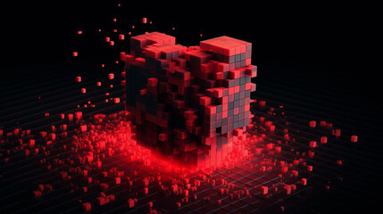 heart shaped, dissolving data block Generated AI