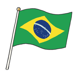 子供が手書きしたようなブラジルの国旗のイラスト