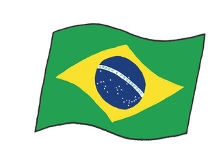 子供が手書きしたようなブラジルの国旗のイラスト