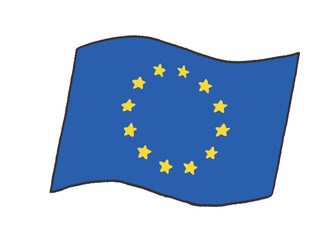 子供が手書きしたようなEUの旗のイラスト