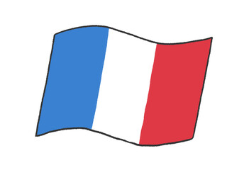 子供が手書きしたようなフランス共和国の国旗のイラスト - obrazy, fototapety, plakaty