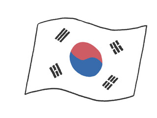 子供が手書きしたような韓国の国旗のイラスト - obrazy, fototapety, plakaty