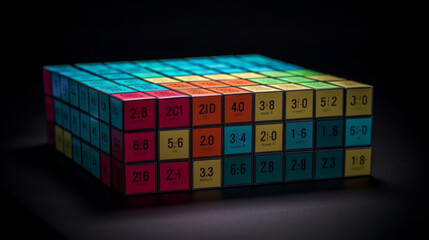 periodic table concept. cubes colored by element groups Generated AI