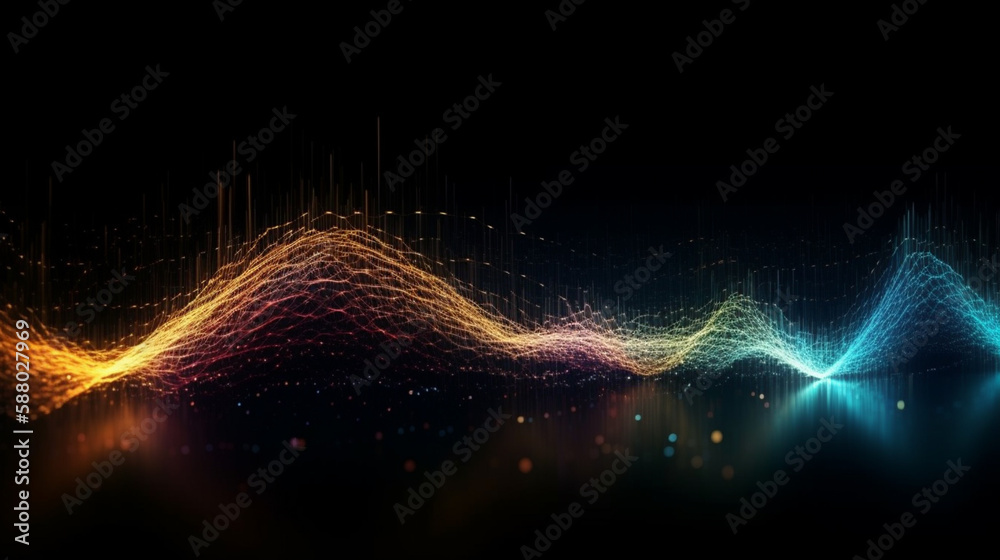 Wall mural wave of high speed data particle trails generated ai