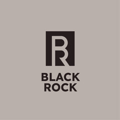 B and R logo, BR logotype, branding,  lettering,  simple, minimalistic, flat, template, black rock, gray color icon, business, building company, apartment rent, real estate