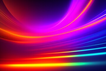 Fototapeta na wymiar abstract neon background. Glowing lines, speed of light, meteor shower. Digital wallpaper, generative AI