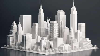 white new york city with miniature look. suitable for city, realty, technology, and modern life themes. Generated AI