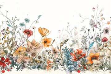 A colorful floral illustration with a variety of flowers.