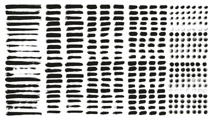 Round Sponge Thin Artist Brush Straight Lines High Detail Abstract Vector Background MEGA Set 