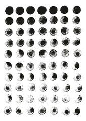 Round Sponge Thin Artist Brush Straight Lines High Detail Abstract Vector Background Set 