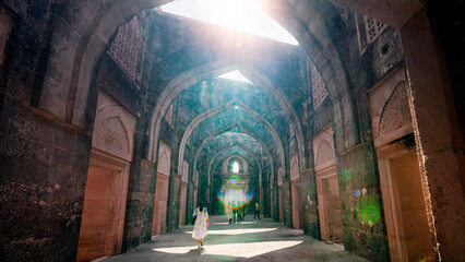 Arched architecture in the palace Jahaz Mahal . Mandu, Madhya Pradesh India - 588033134