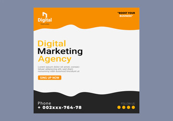 creative marketing agency corporate business square social media post banner