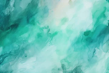 Zelfklevend Fotobehang  a painting of a green and blue color with a white background.  generative ai © Natalja