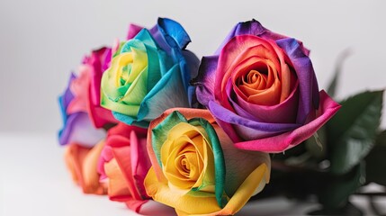 Obraz na płótnie Canvas A Bouquet of Love and Freedom: Rainbow-Colored Roses as a Celebration of Valentine's Day and LGBT Support, Generative AI