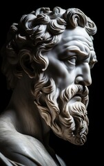 Obraz na płótnie Canvas Un portrait d'une sculpture en marbre de l'homme grec stoïque.