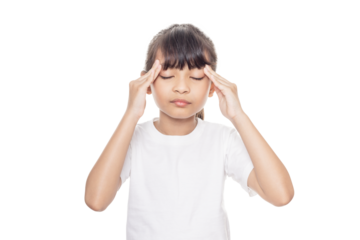 Young Asian girl having a headache.