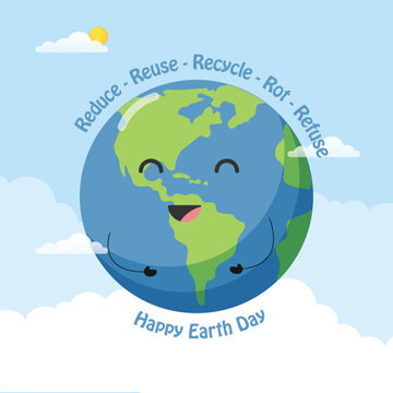 Happy Earth Day. Vector illustration. Earth day concept. Modern cartoon flat style illustration. Simple illustration of earth day with flat colors