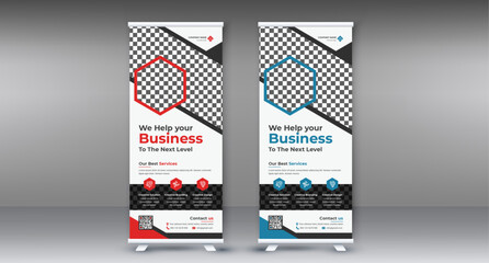 Roll up banner stand template design. corporate Roll up background for Presentation. Vertical roll up, x-stand, exhibition display, Marketing, Promotion