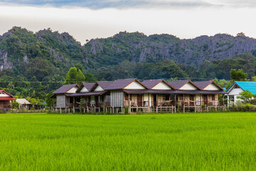 Fototapeta na wymiar Farmer's village in rural of Laos.