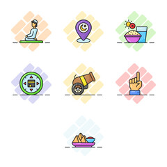 Carefully Crafted Ramadan and Eid al fitr related icons set, Modern style vector