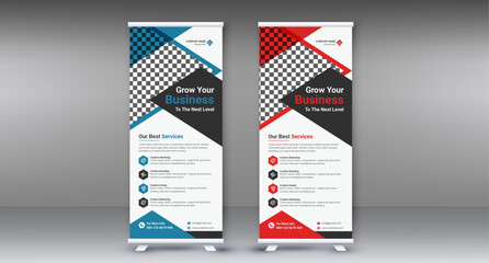 Professional Business Roll Up Banner. corporate Roll up background for Presentation. Vertical roll up, x-stand, exhibition display, Marketing, Promotion