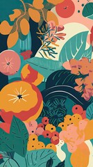 Obraz na płótnie Canvas Fleurs, fruits et plantes couleurs abstraites
