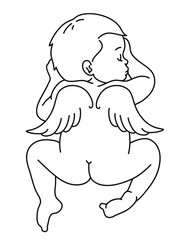 Sleeping Baby Angel. Baby loss memorial. Vector illustration.