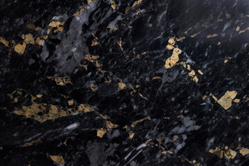 Black and gold granite surface background. Generative AI. 