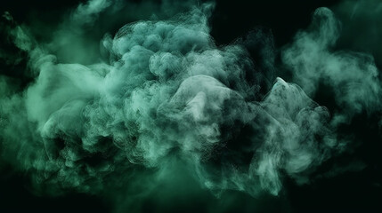 Fototapeta na wymiar green clouds, grunge dark smoke texture, black haunted background