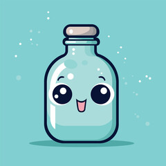 Cute and kawaii cartoon mineral water character. Bottle water. flat design, vector illustration, simple design