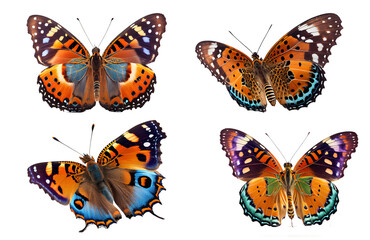 Obraz na płótnie Canvas set of butterflies on a transparent background For decorating projects easily. generative AI