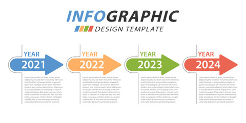 Infographic template. 4 Step timeline journey, Flat simple infographics design template. presentation graph. Business concept with numbers 4 options or steps vector illustration.	