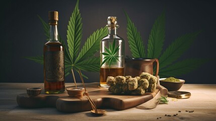 Obraz na płótnie Canvas edible and alcoholic cannabis innovative cannabis technology Generative AI