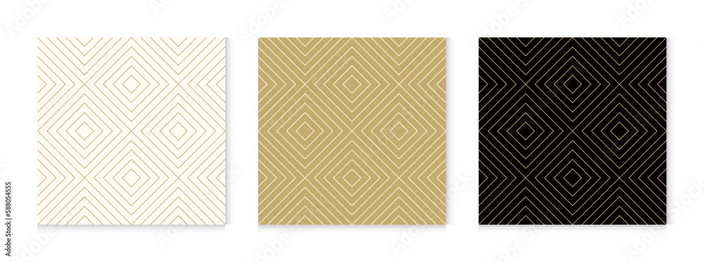 Poster Luxury gold background pattern seamless geometric line square diagonal abstract design vector.