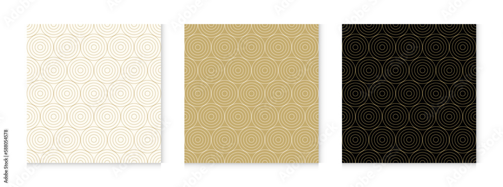 Poster Luxury gold background pattern seamless geometric line circle abstract design vector.