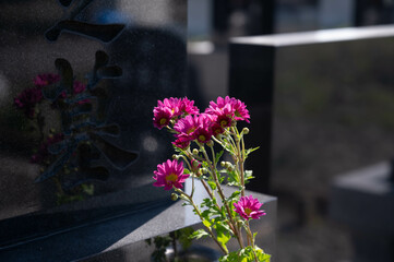 お墓に供えられた仏花