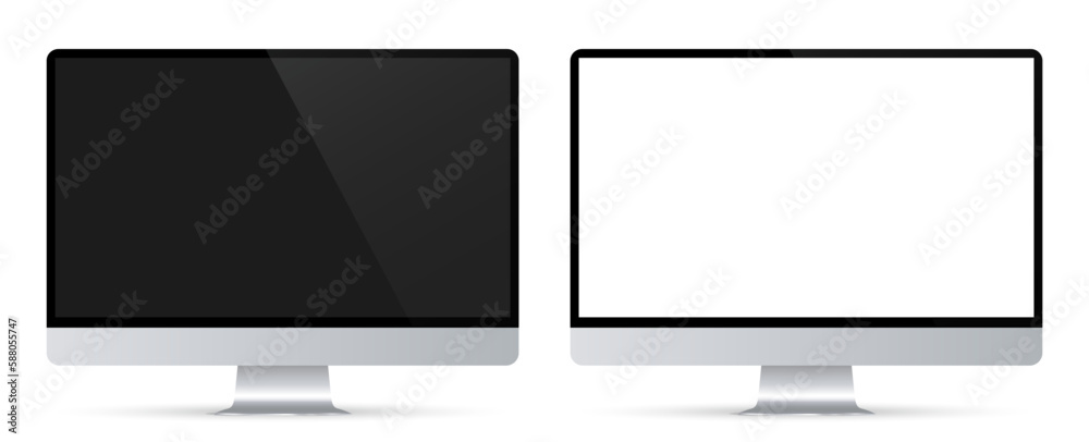 Aufkleber Two black monitor mockup with white and black empty display - vector
