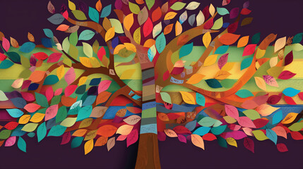 colorful paper tree background