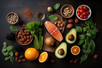 Knolling of healthy food - AI Generated