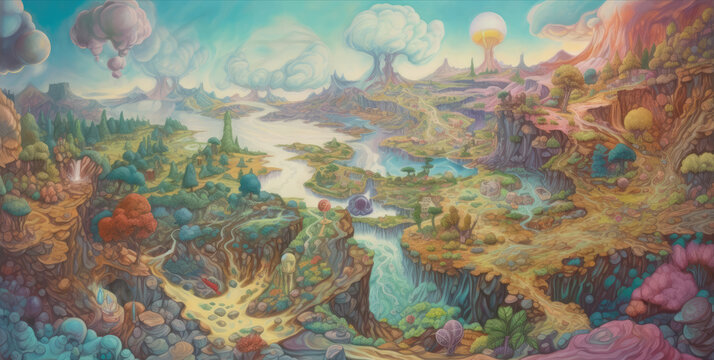 The Realm of Dreams, A Stunning Fantasy Landscape, Generated by AI