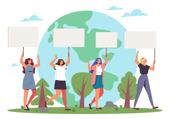 Climate planet world save protest activist poster eco concept. Vector graphic design illustration
