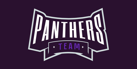 Bold sports font for panther mascot logo. Text style lettering for esport, mascot logo, sport team, college club. Vector illustration isolated on background