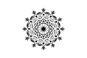 Simple Mandala coloring page. Ornament round mandala. Geometric circle element. kaleidoscope, medallion, yoga, india, arabic. Coloring page for kids and adults. Luxury Mandala background