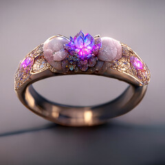 Ai generated beautiful crystal gold ring 